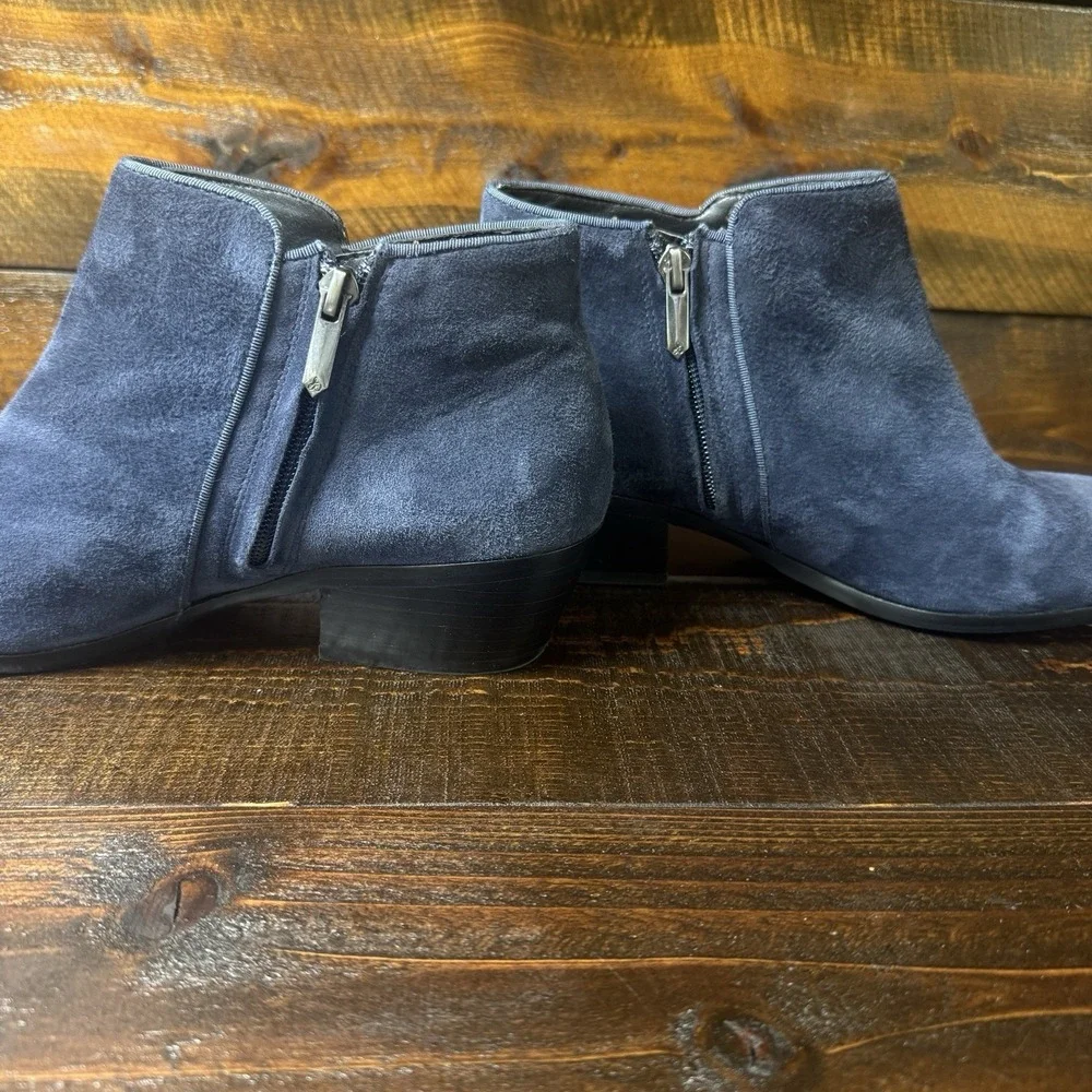 Sam Edelman Paige Rich Navy Suede Ankle Boots Women's 9.5 Med Side Zip Boho